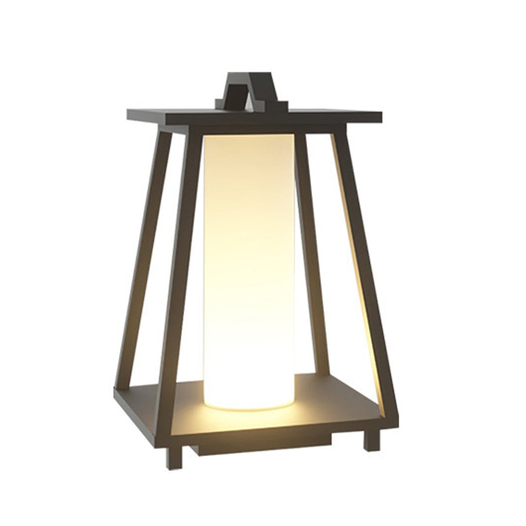 Japanese Tapered Outdoor Lantern — Wrought Iron & Acrylic, LED 3000K, IP54, Hardwired, 17.7" or 27.6"