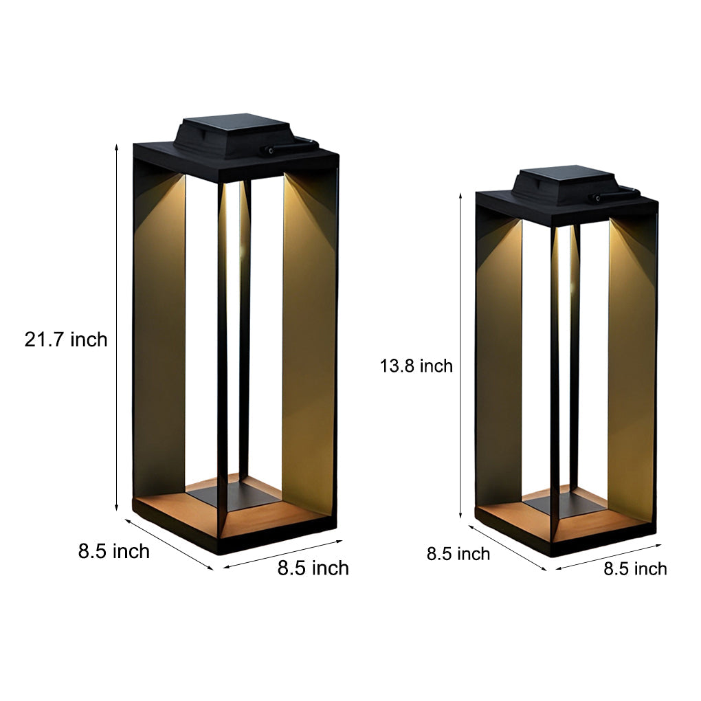Modern Black Solar Portable Lantern — Stainless Steel, LED, 10000mAh, IP54, Two Heights