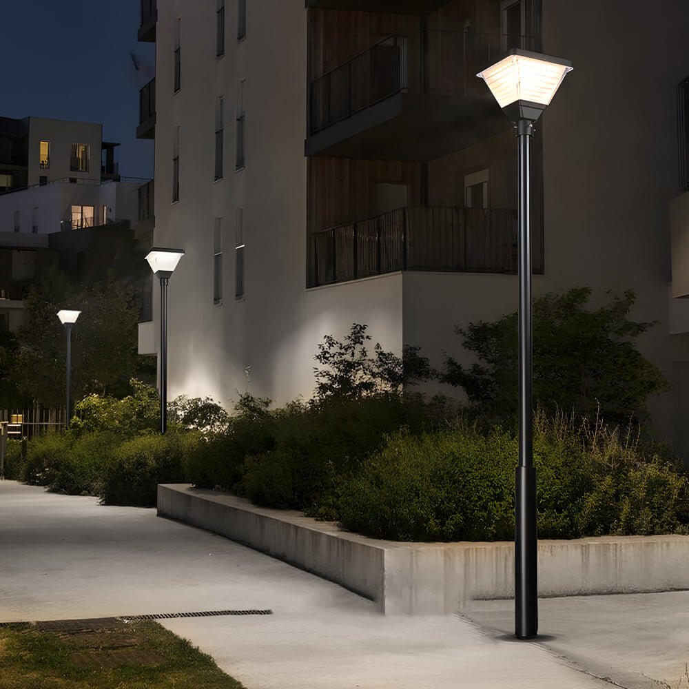 solar led square post street light 1 light black 98 in118 in