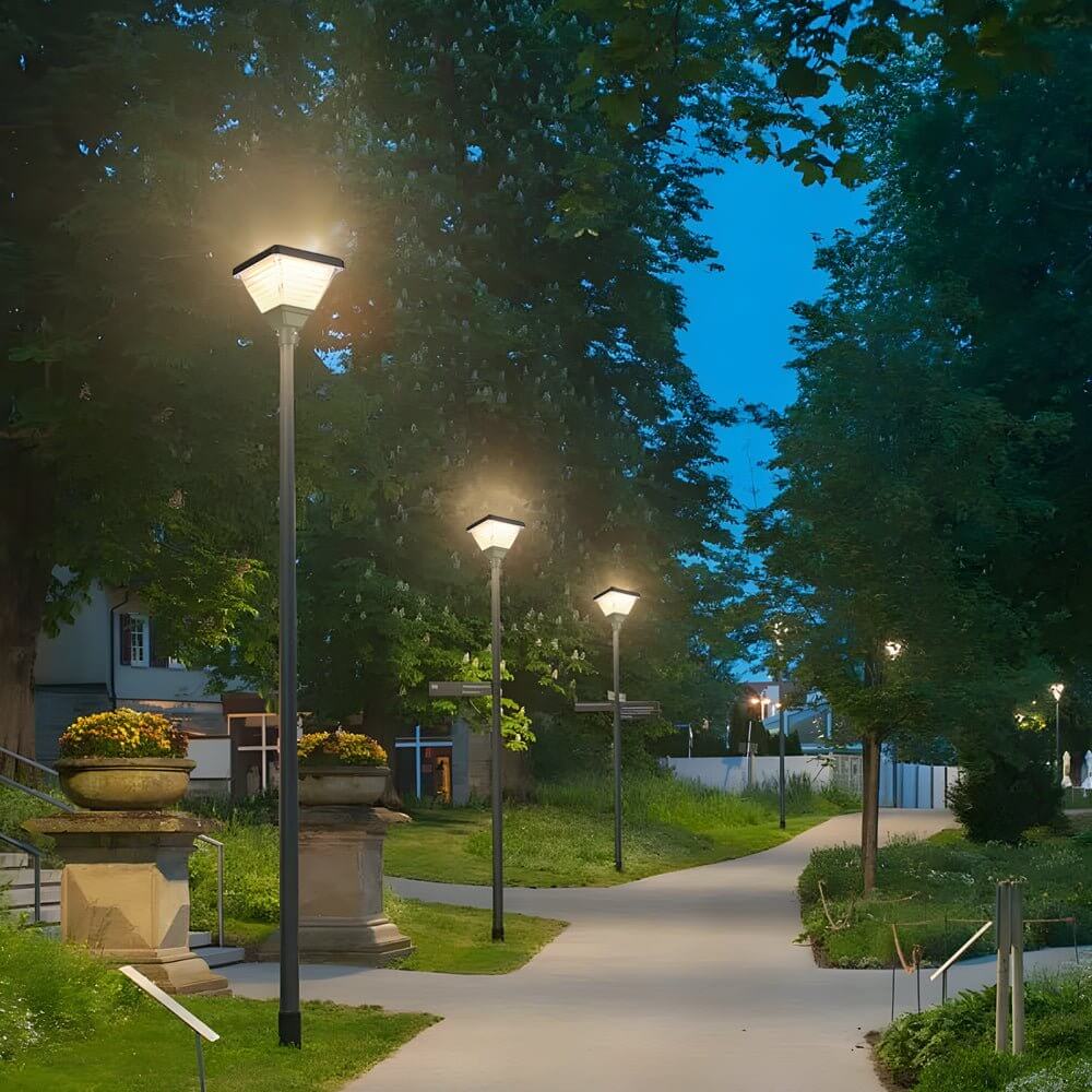 solar led square post street light 1 light black 98 in118 in