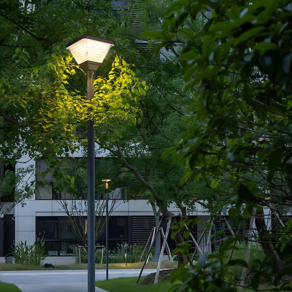 solar led square post street light 1 light black 98 in118 in
