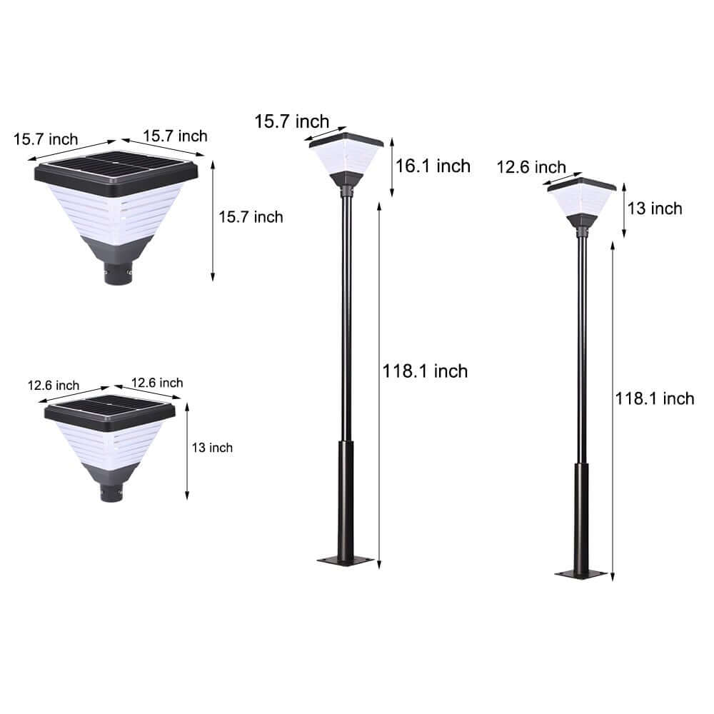 solar led square post street light 1 light black 98 in118 in