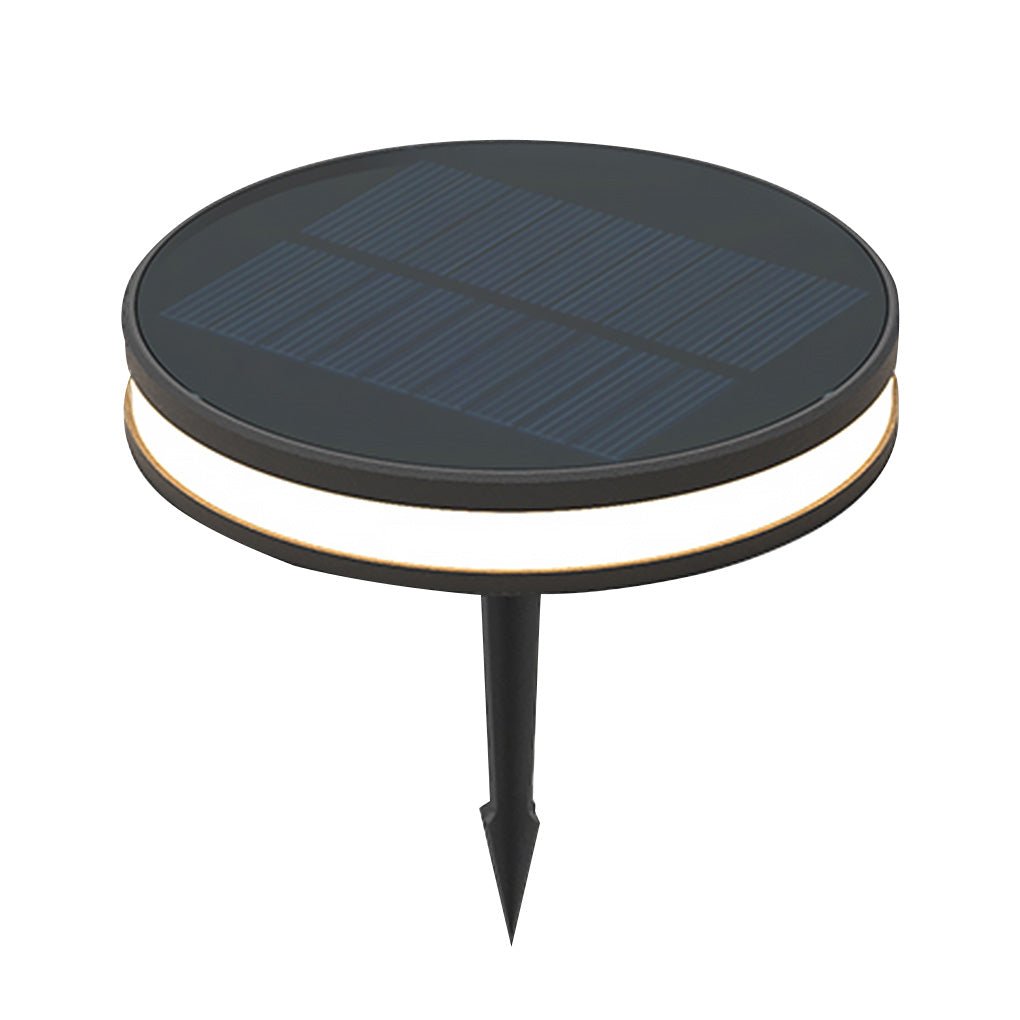 Solar LED Ground Dish Step & Deck Light — Aluminum Alloy and Glass, Top and Side Emitting, IP65 Weatherproof, Black