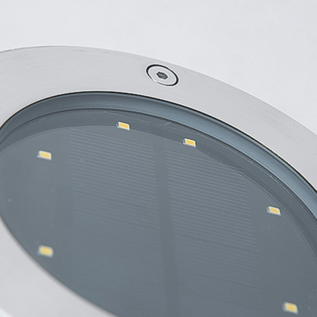 Solar LED Ground Dish Step & Deck Light — Aluminum Alloy and Glass, Top and Side Emitting, IP65 Weatherproof, Black