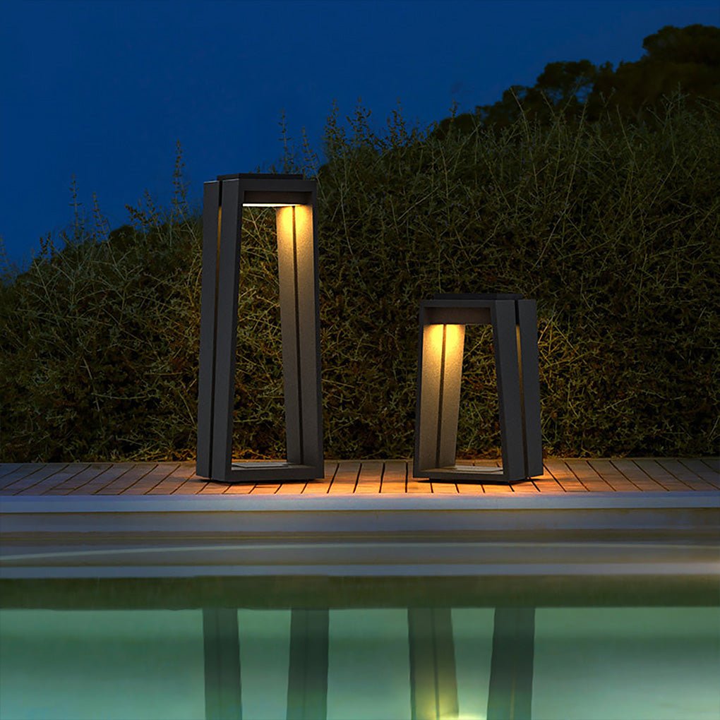 Minimalist Trapezoid Solar Bollard Light — LED, IP54, 15" & 26" Sizes