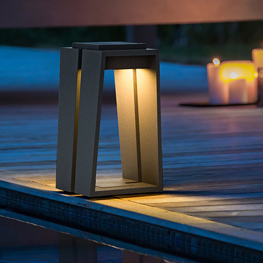 Minimalist Trapezoid Solar Bollard Light — LED, IP54, 15" & 26" Sizes
