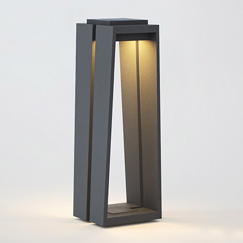 Minimalist Trapezoid Solar Bollard Light — LED, IP54, 15" & 26" Sizes