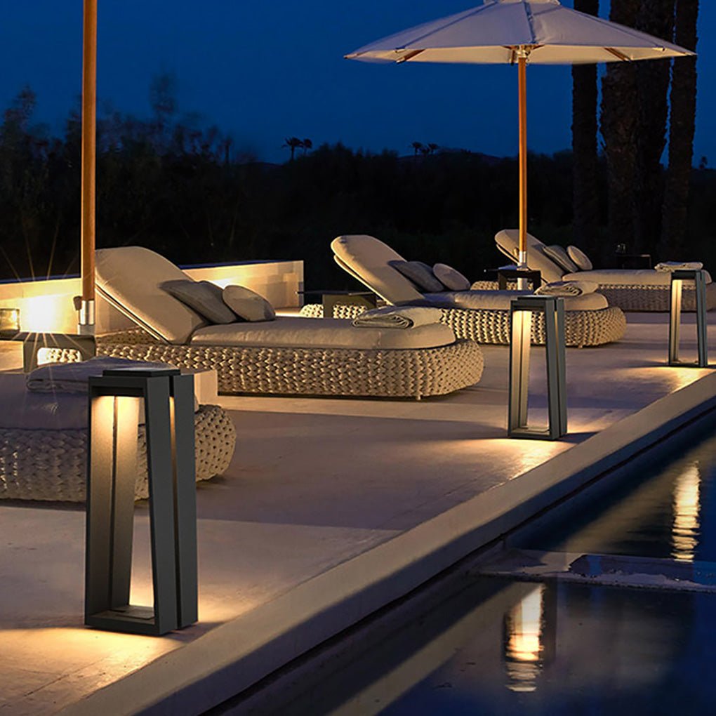 Minimalist Trapezoid Solar Bollard Light — LED, IP54, 15" & 26" Sizes