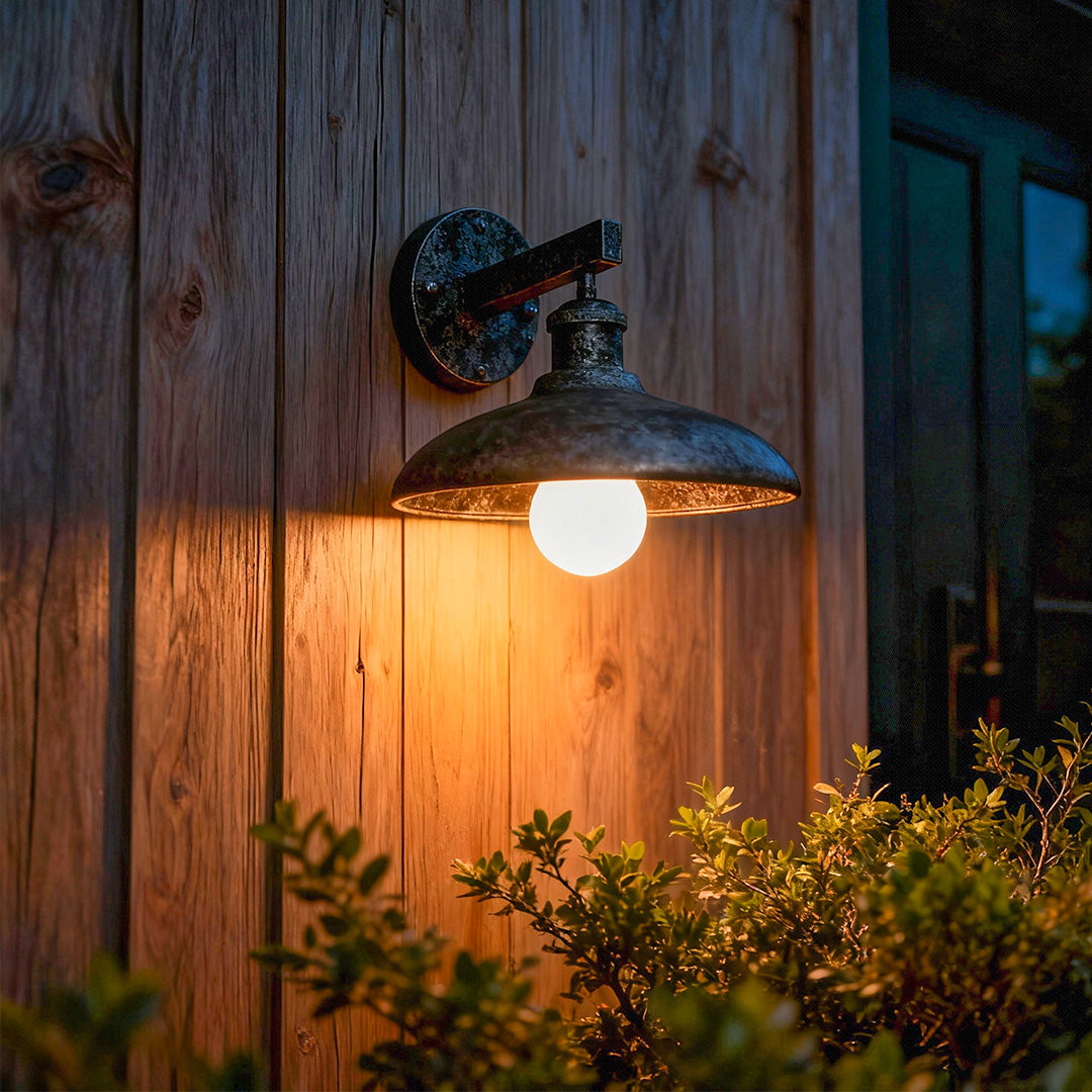 Vintage Outdoor Wall Sconce — Iron, E27 9W LED, IP54 Weatherproof, Black / Coffee / Silver / Copper