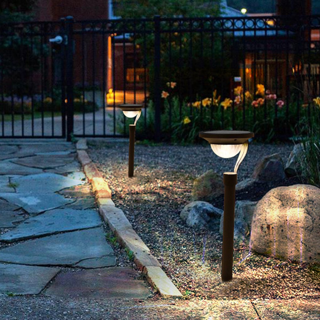 Conical Floating-Top Solar Bollard Path Light — Dark Gray Stainless Steel & ABS, LED Warm White, IP54, Dusk-to-Dawn, 6" × 23"