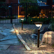 Conical Floating-Top Solar Bollard Path Light — Dark Gray Stainless Steel & ABS, LED Warm White, IP54, Dusk-to-Dawn, 6" × 23"