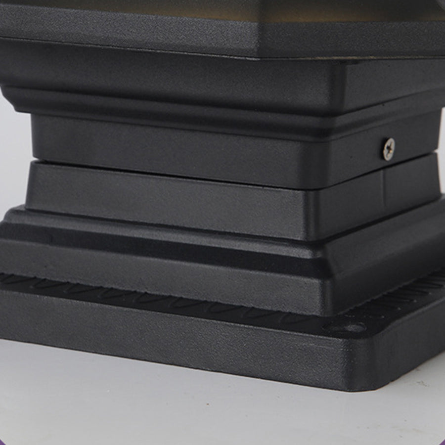 Retro Lantern Outdoor Gate Pillar Light — Die-Cast Aluminum, Frosted Glass, Solar or Hardwired, Black or Bronze