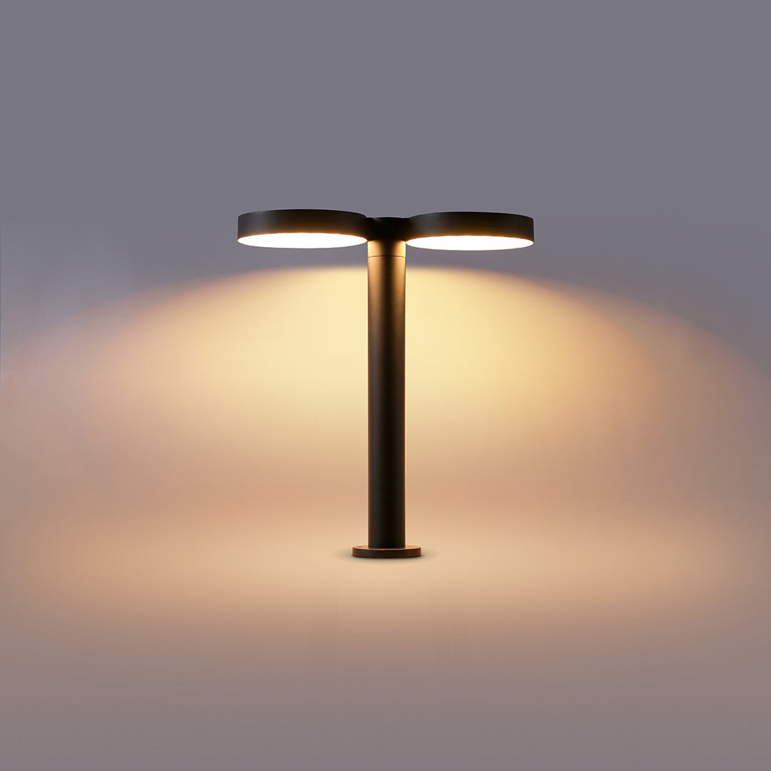 Modern Solar Path Light — Black Die-Cast Aluminum, Single or Double Head, Dual Color Temperature, IP65, 4000mAh