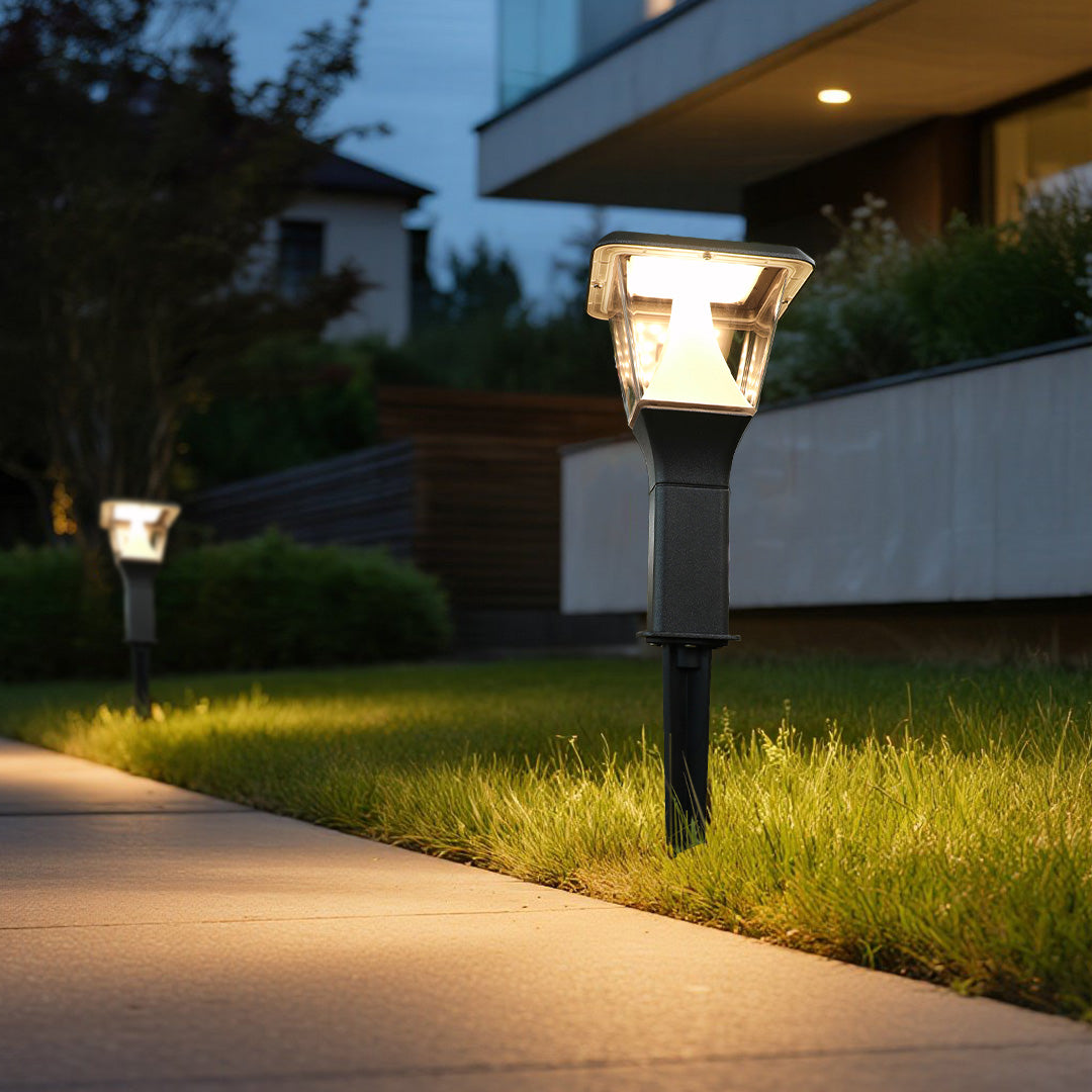Modern Minimalist LED Garden Stake Path Light — Die-Cast Aluminum, Matte Black, 8W, 3000K, IP65 Weatherproof