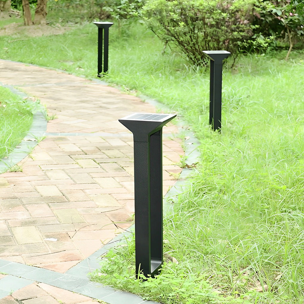 Minimalist Solar Bollard Pathway Light — Die-Cast Aluminum, LED 3000K, IP65, 15.7" or 23.6"