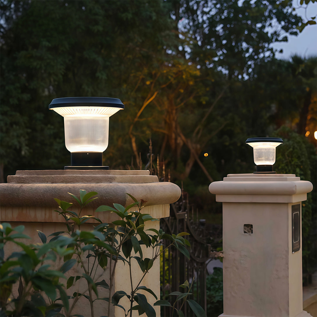 Outdoor Pillar Light — Aluminum, Solar or Hardwired E27, IP65 Weatherproof, Black / Gray