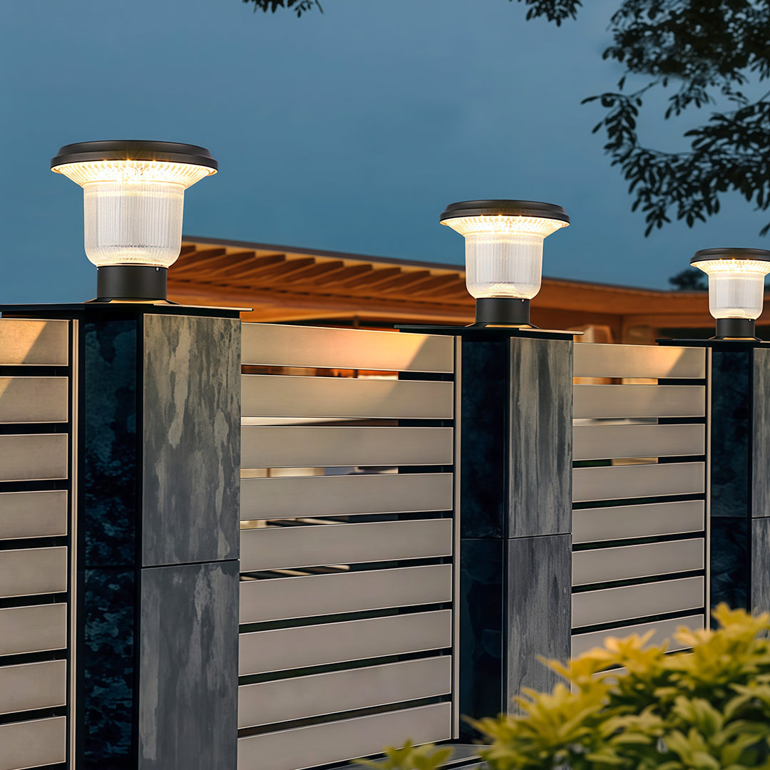 Outdoor Pillar Light — Aluminum, Solar or Hardwired E27, IP65 Weatherproof, Black / Gray