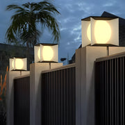 Square Waterproof Outdoor Pillar Lights with Acrylic Lampshade in Stainless Steel