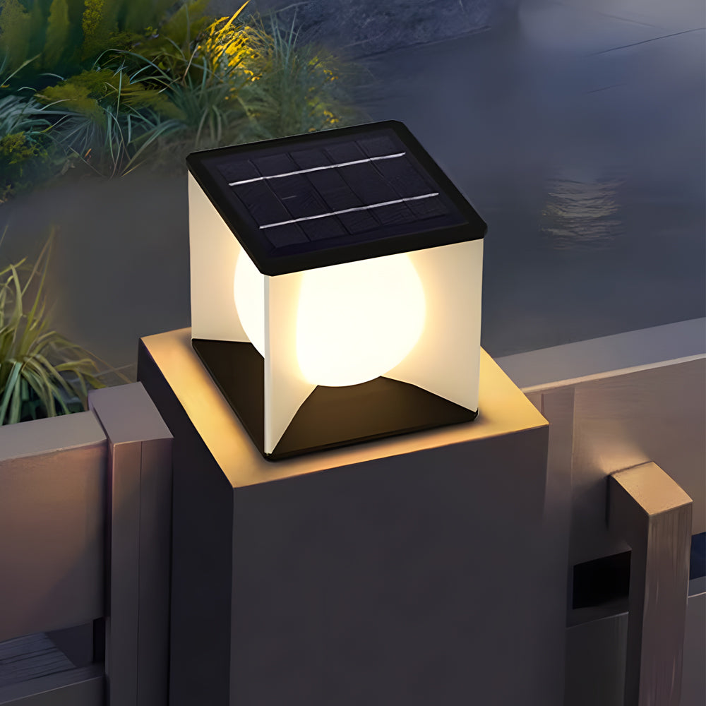 Square Waterproof Outdoor Pillar Lights with Acrylic Lampshade in Stainless Steel