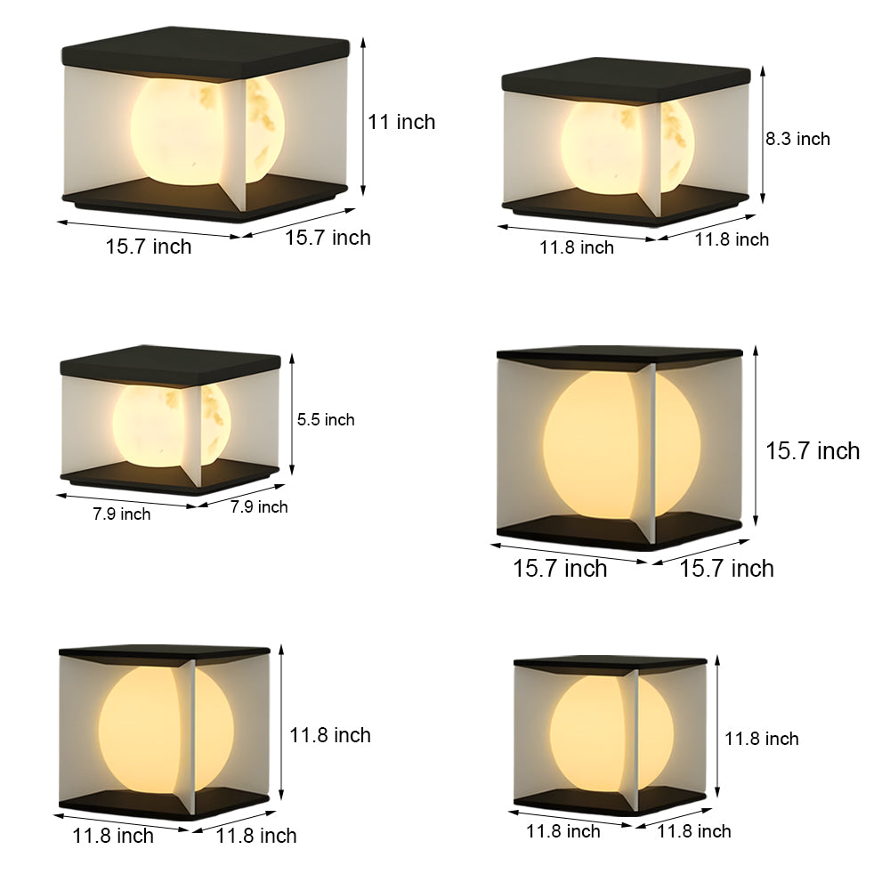 Square Waterproof Outdoor Pillar Lights with Acrylic Lampshade in Stainless Steel