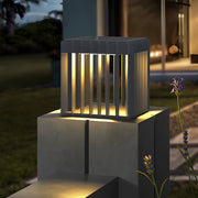 solar powered black square pier mount outdoor post light for gardens