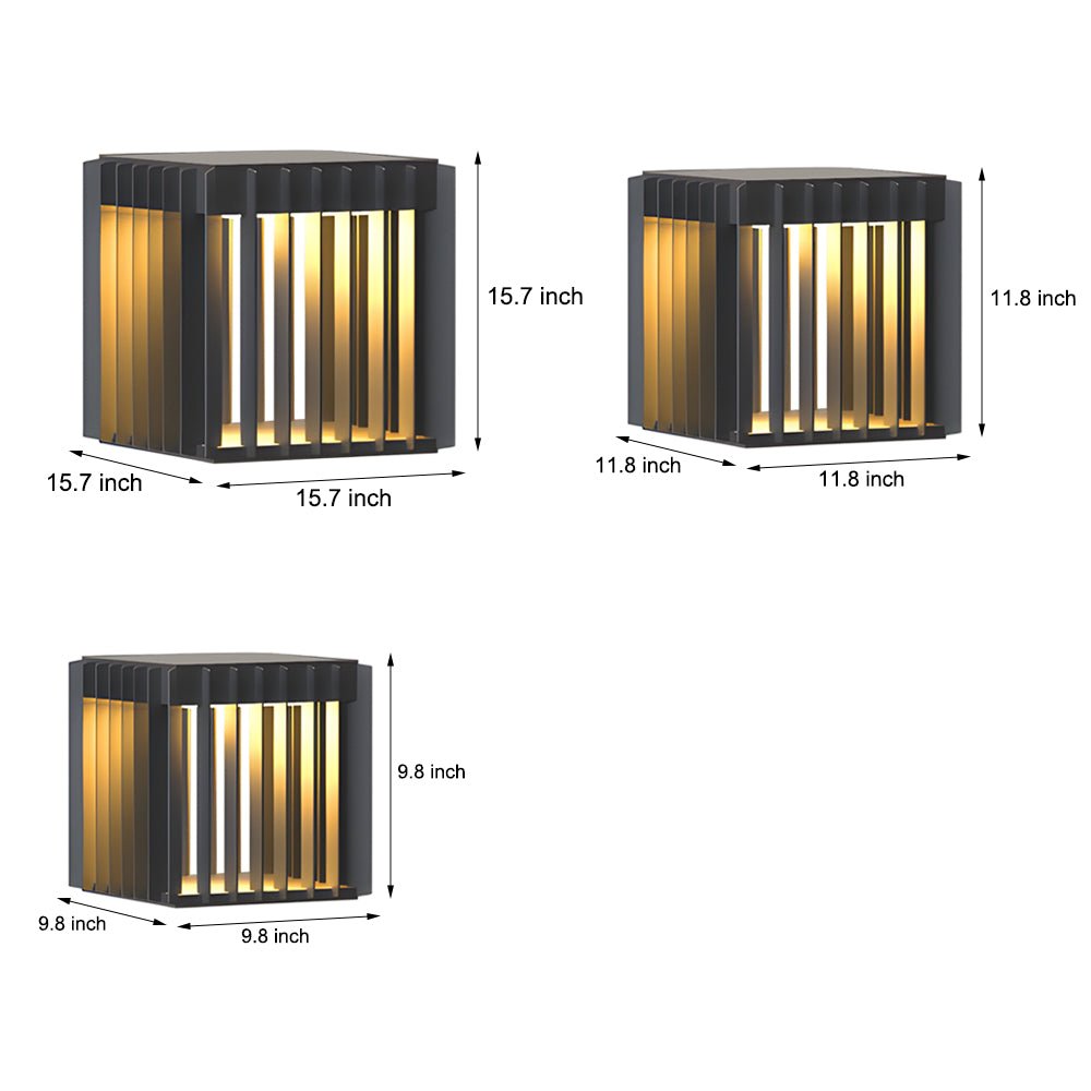 solar powered black square pier mount outdoor post light for gardens