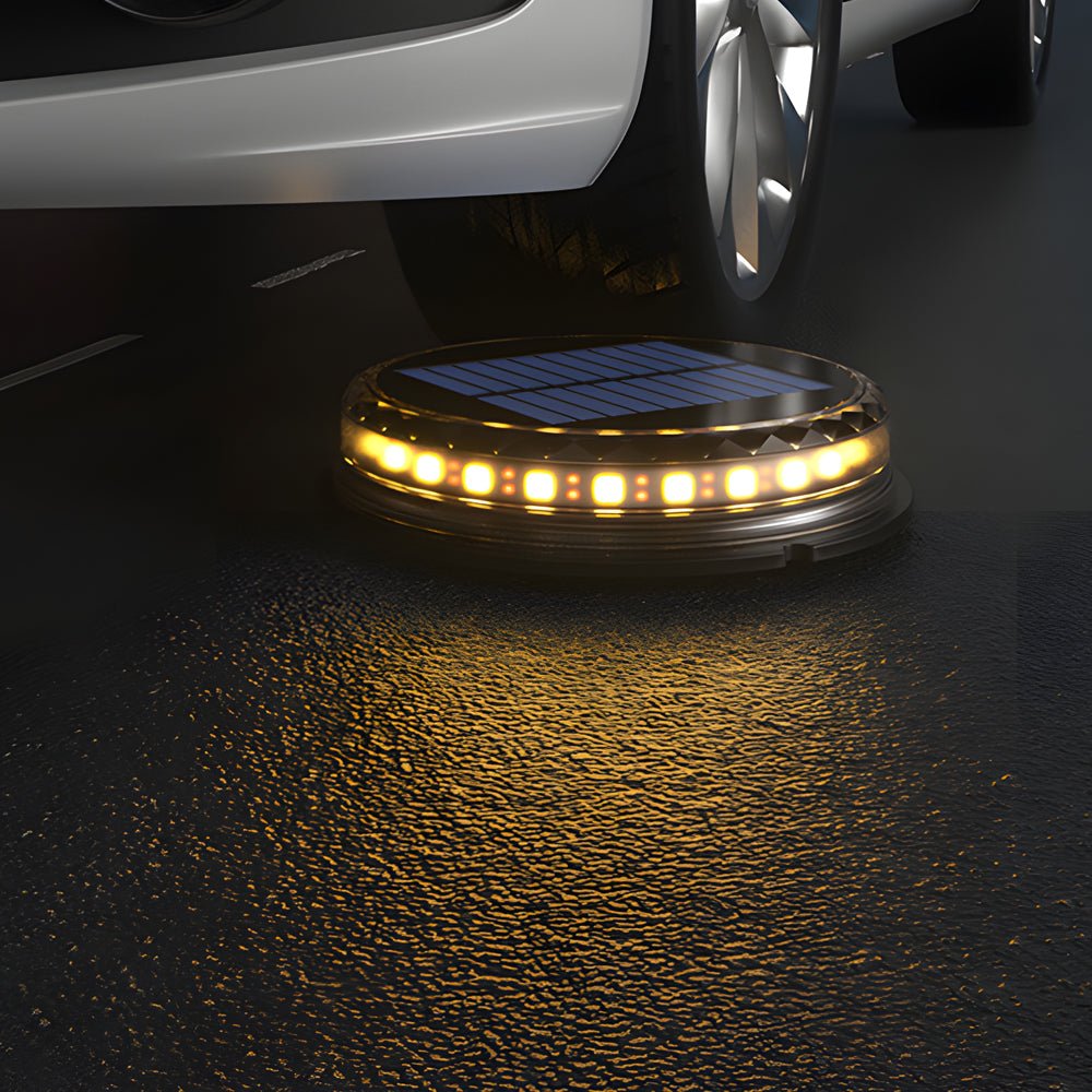 Black Solar Disc Pathway Lights, 4-Pack — LED, IP65 Weatherproof, Dusk-to-Dawn