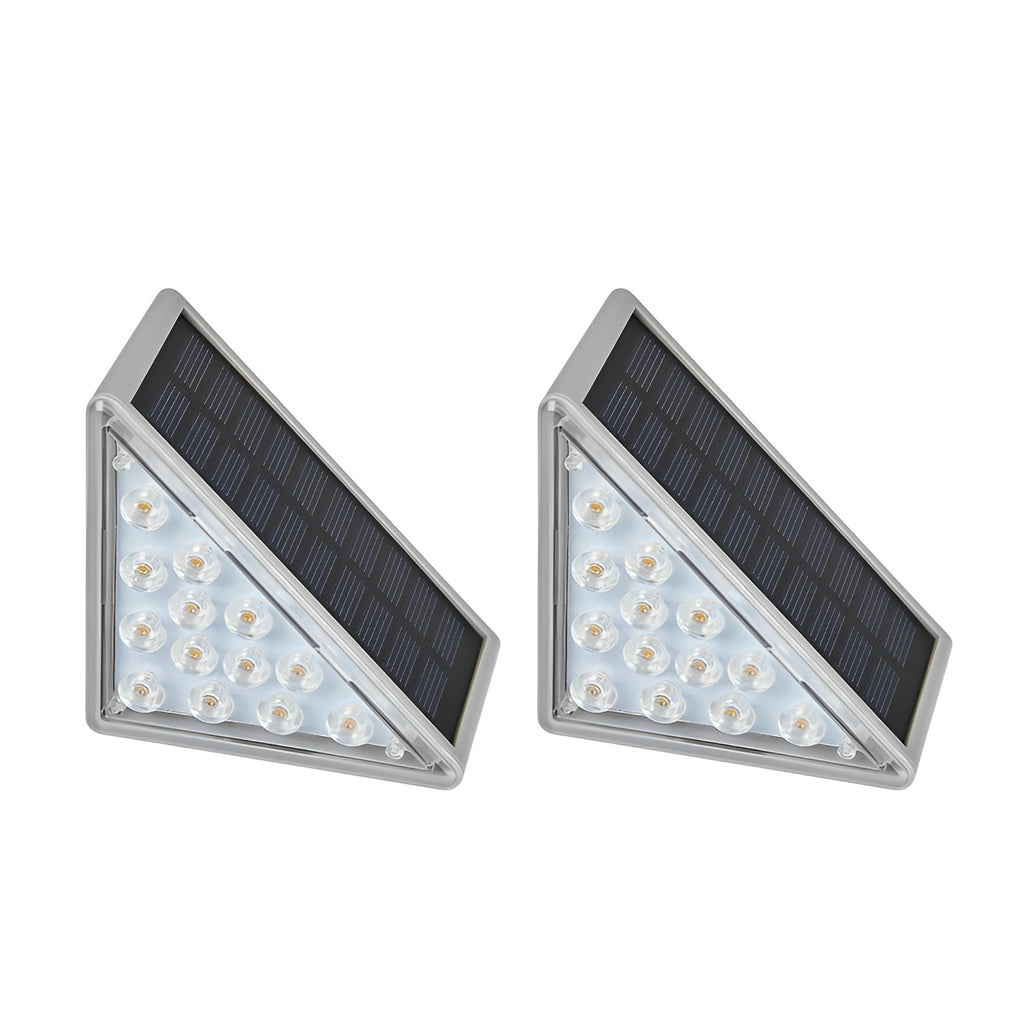Modern Triangle Solar Step Light — PC/ABS, Dual 0.6W LED, Dual Color Temperature, IP65 Weatherproof