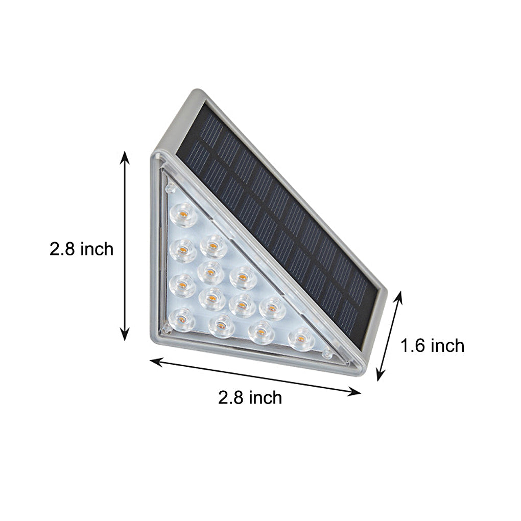 Modern Triangle Solar Step Light — PC/ABS, Dual 0.6W LED, Dual Color Temperature, IP65 Weatherproof