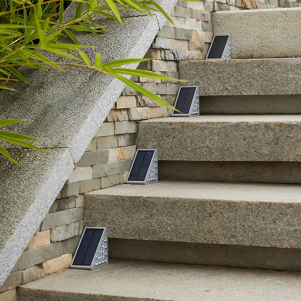 Modern Triangle Solar Step Light — PC/ABS, Dual 0.6W LED, Dual Color Temperature, IP65 Weatherproof
