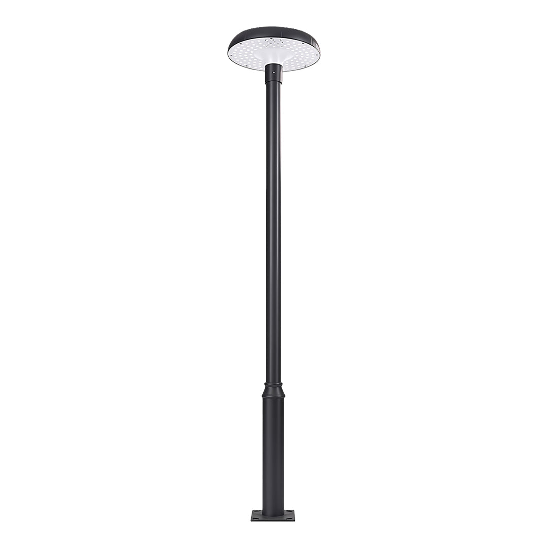 High-Pole Outdoor Residential Street Light — Die-Cast Aluminum, Solar 20W or Hardwired 50W, IP65, 3000K / 6000K, 124" Height
