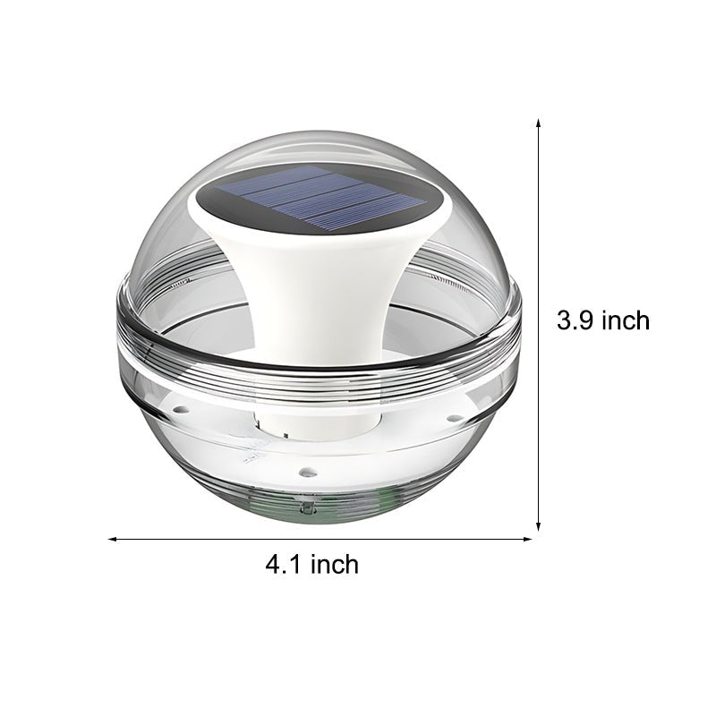 RGB Dimmable Floating Solar Pool Light — PC, LED, 6000K / 3000K / RGB, IP65, Auto Dusk-to-Dawn, 4.1" Diameter