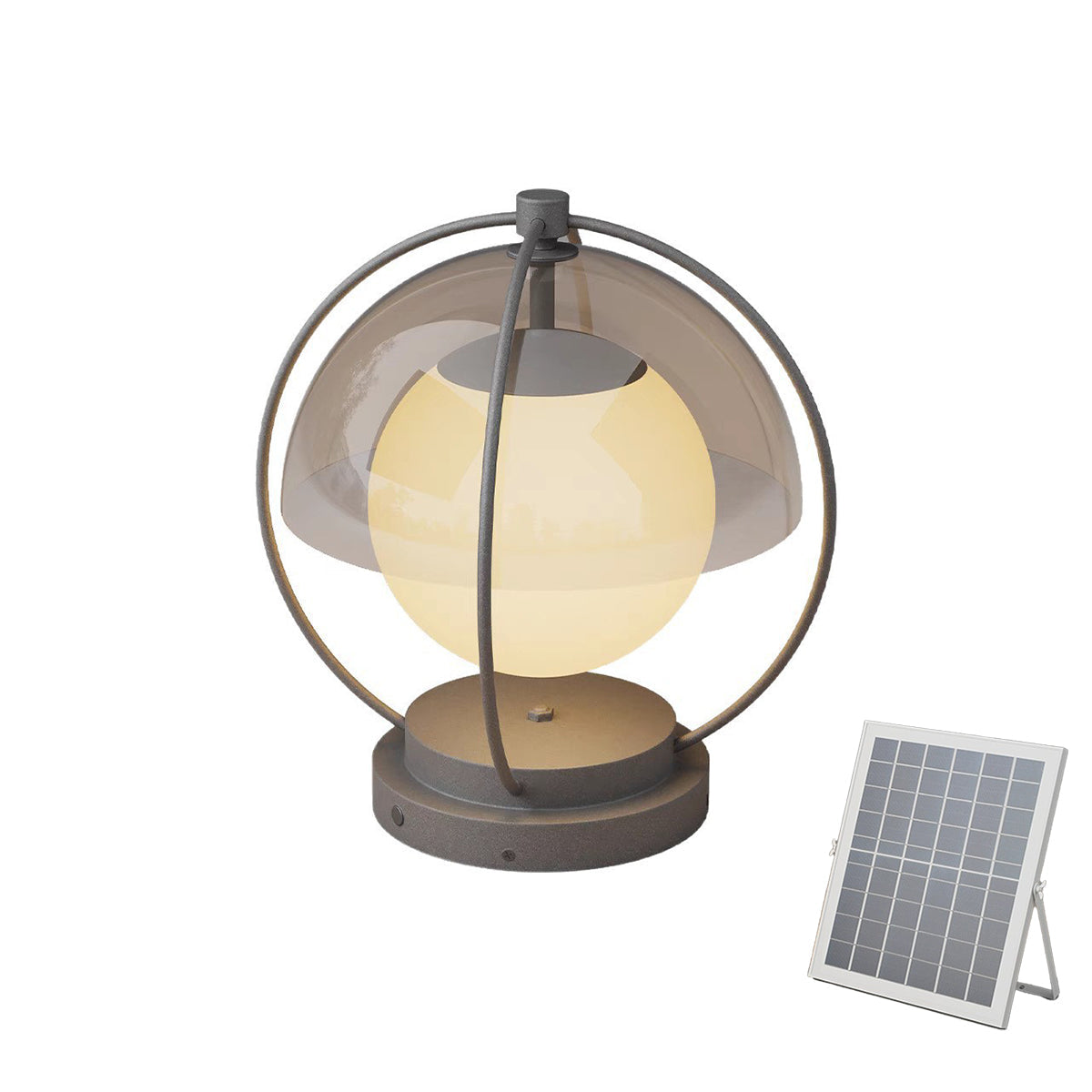 Modern Minimalist Globe Outdoor Pillar Light — Metal & PMMA, LED 3000K, Solar or Hardwired, Weatherproof