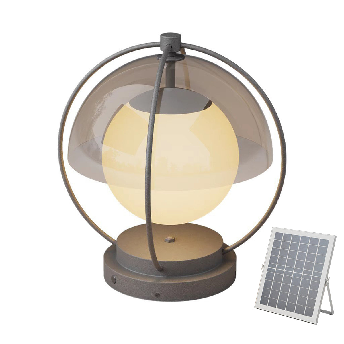 Modern Minimalist Globe Outdoor Pillar Light — Metal & PMMA, LED 3000K, Solar or Hardwired, Weatherproof