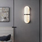 Retro Japanese Marble Wall Sconce — Copper and Iron, 6.5W LED, White Marble Shade