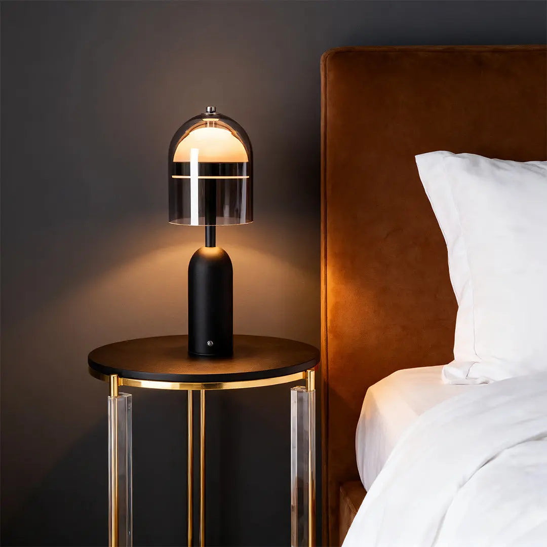 Minimalist Italian Glass Shade Table Lamp - Decorative Ambient Lighting Luxe