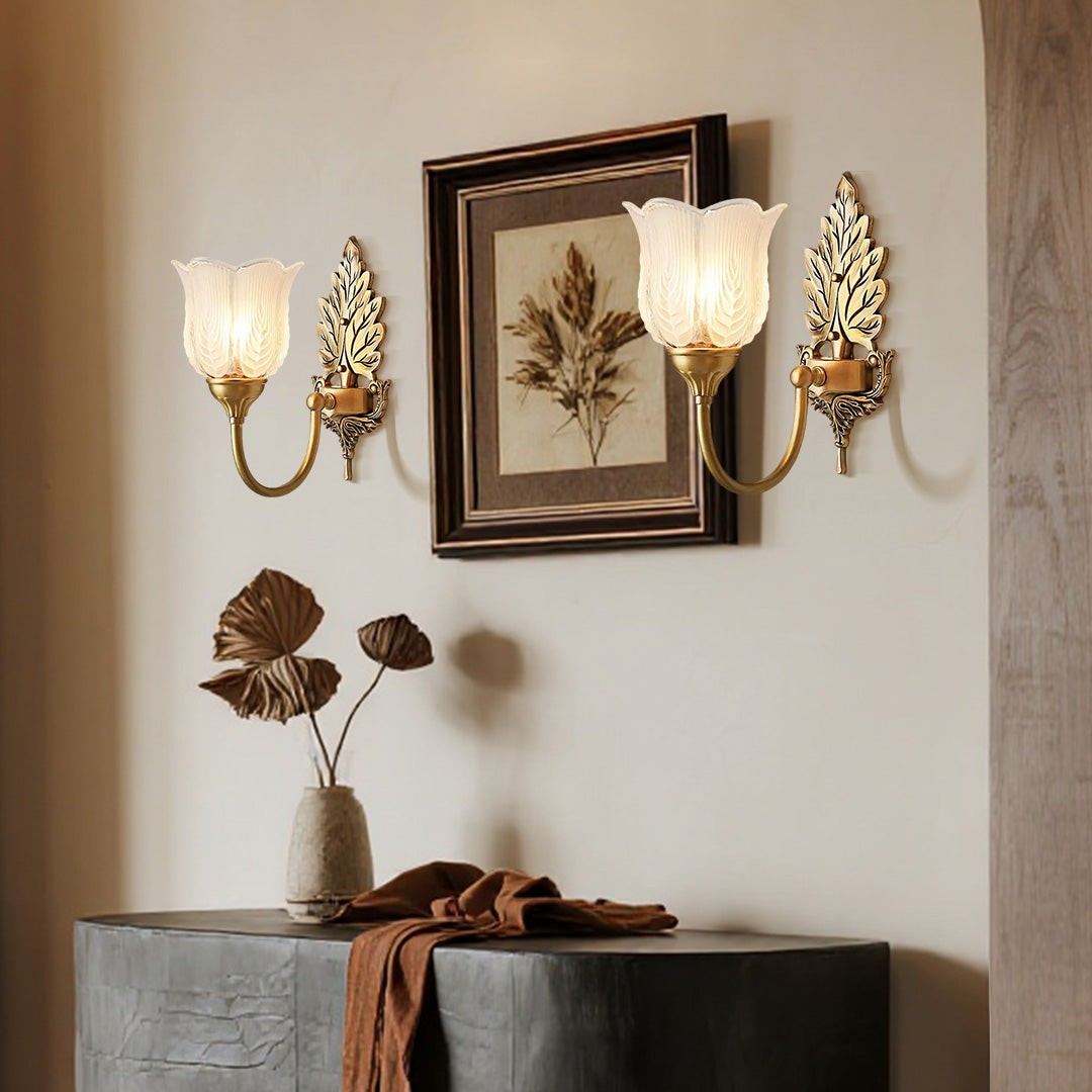 Bud Glass Wall Sconce — H65 Brass, E14 LED, Three-Step Dimming, Single or Double-Head