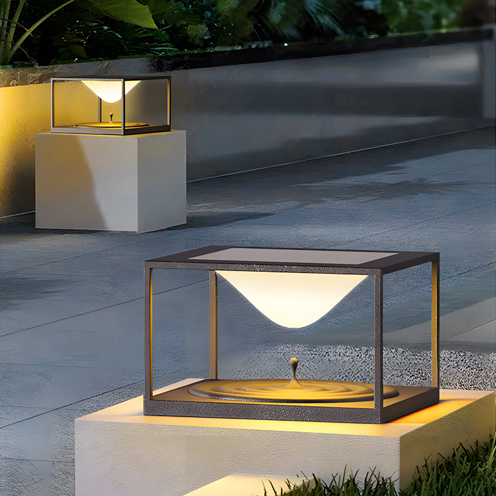 Square Pillar Post Light — Stainless Steel & Acrylic, Solar / Hardwired, LED 3000K, IP65 Weatherproof