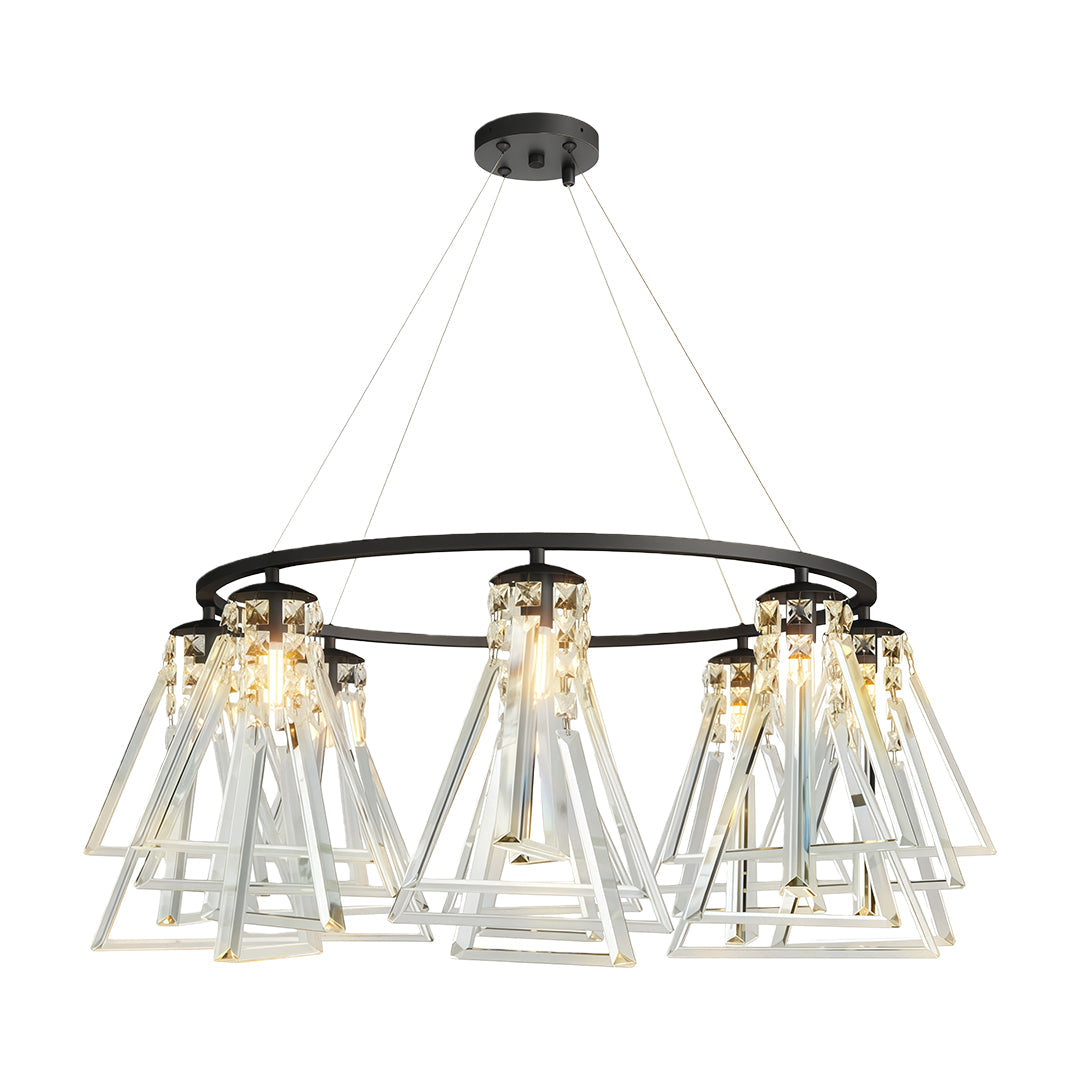 Minimalist Crystal Chandelier — Solid Copper, G9, 8- or 10-Light, Brass / Chrome / Black