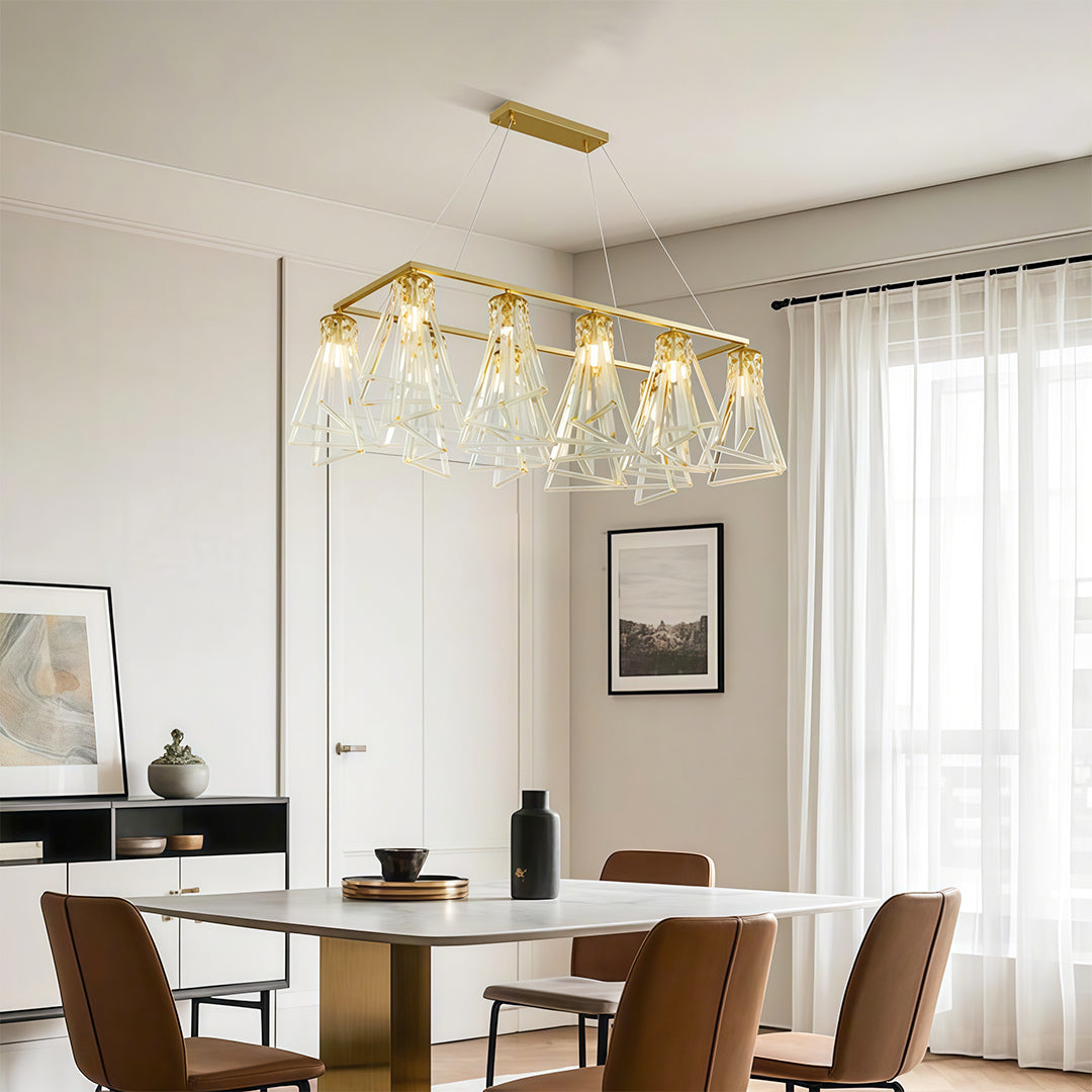 Minimalist Crystal Chandelier — Solid Copper, G9, 8- or 10-Light, Brass / Chrome / Black