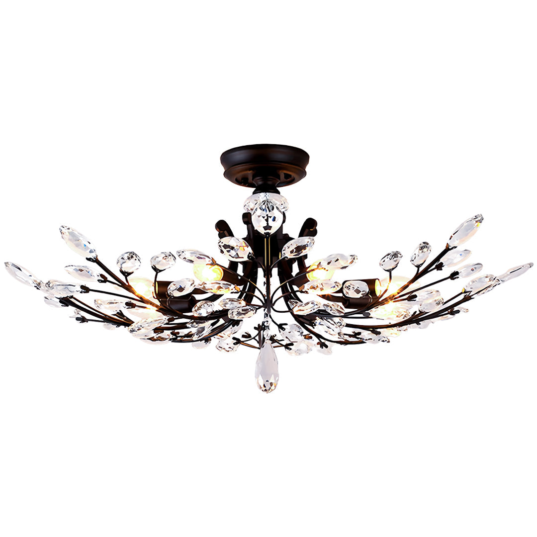 American Leaf Chandeliers: Crystal Semi-Flush Ceiling Lights