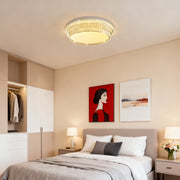 Crystal Flush-Mount Ceiling Light — Chrome Stainless Steel, LED, 3-Step Dimming (3000K/4500K/6000K), Round / Square / Rectangle