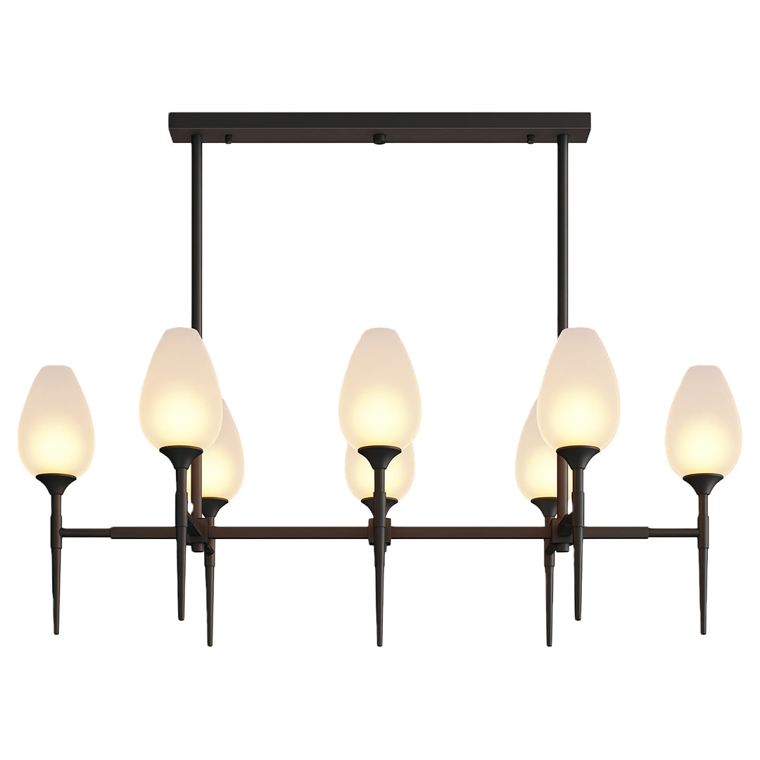 Minimalist Glass Chandelier — Brass Frame, Transparent Glass Shades, G9, 4-, 6-, or 8-Light