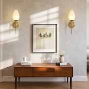 Single-Head Glass Wall Sconce — Full Copper Frame, Clear Glass Shade, G9, Hardwired, Black / Copper / Nickel