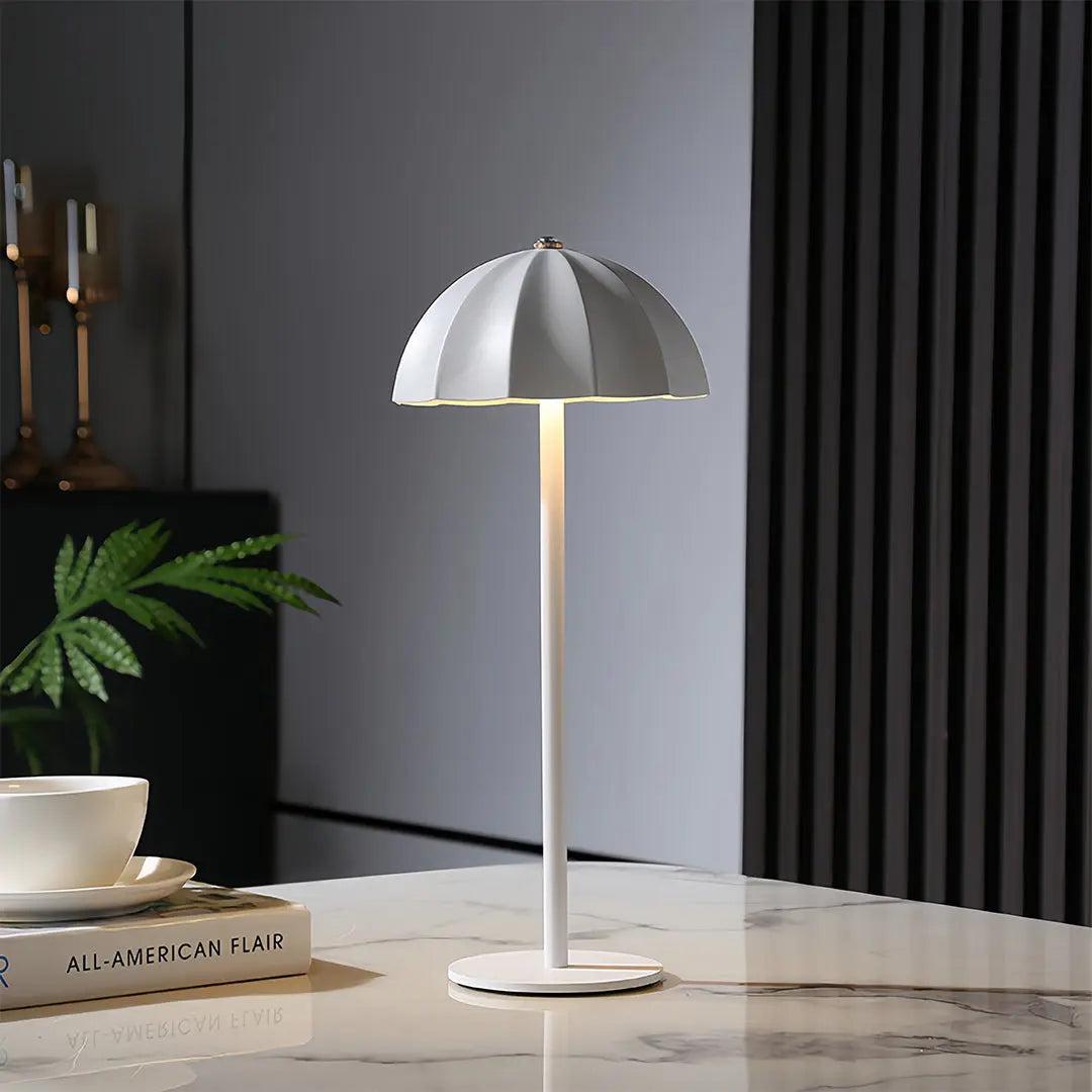 Minimalist Mushroom Iron Table Lamp - Cordless and Rechargeable Metal Design Luxe