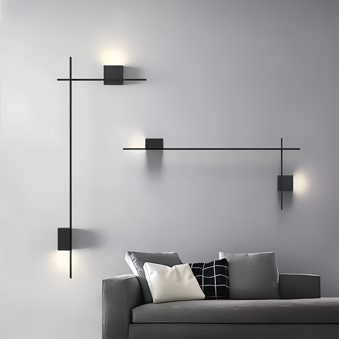 Minimalist Rectangular Linear Wall Sconce — Black Iron, LED, 3-Step Dimming (3000K/4000K/6000K), 5W–10W