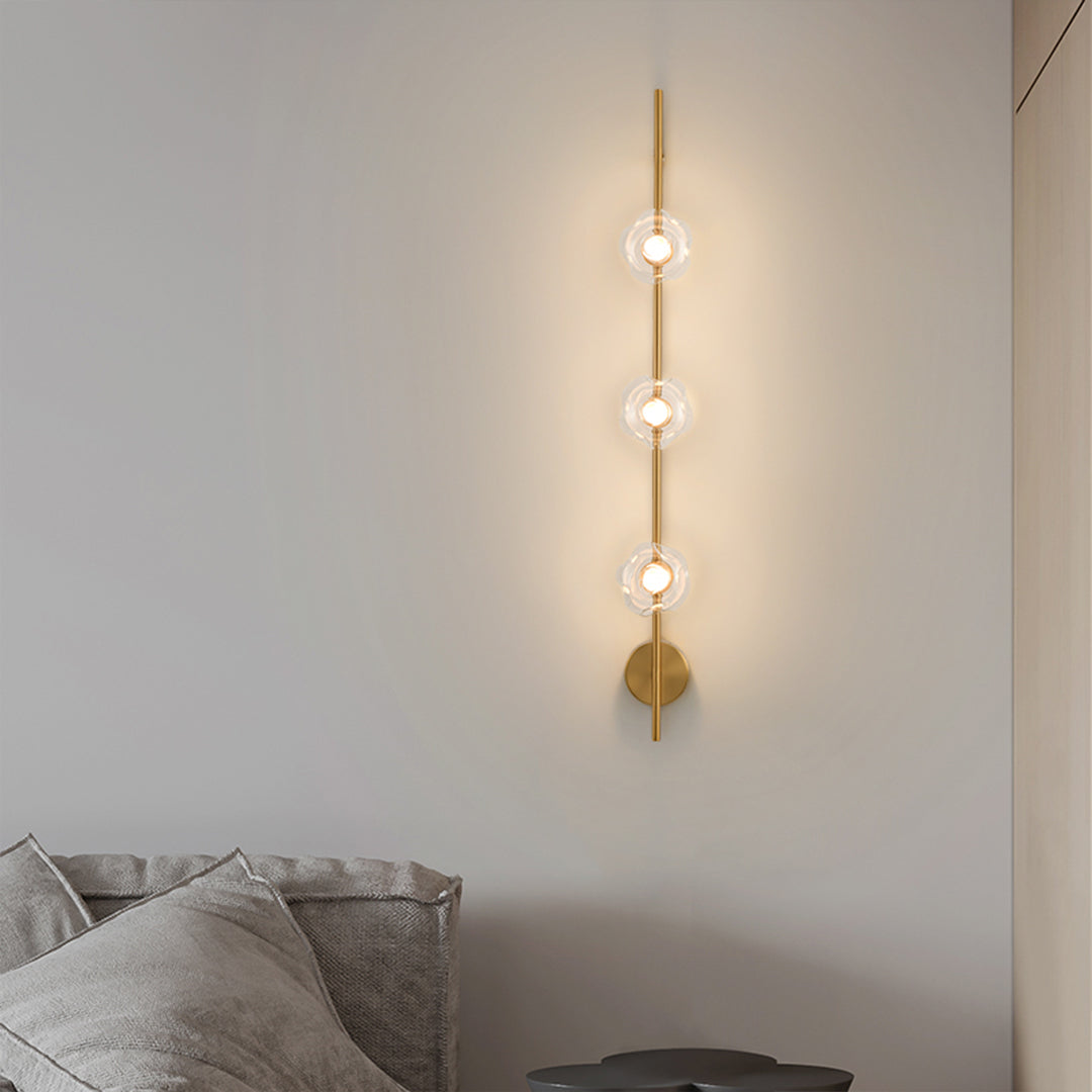 Minimalist Linear Wall Sconce — Pleated Glass, Iron, LED Eye-Care, Tri-Color, 1-, 2-, or 3-Light