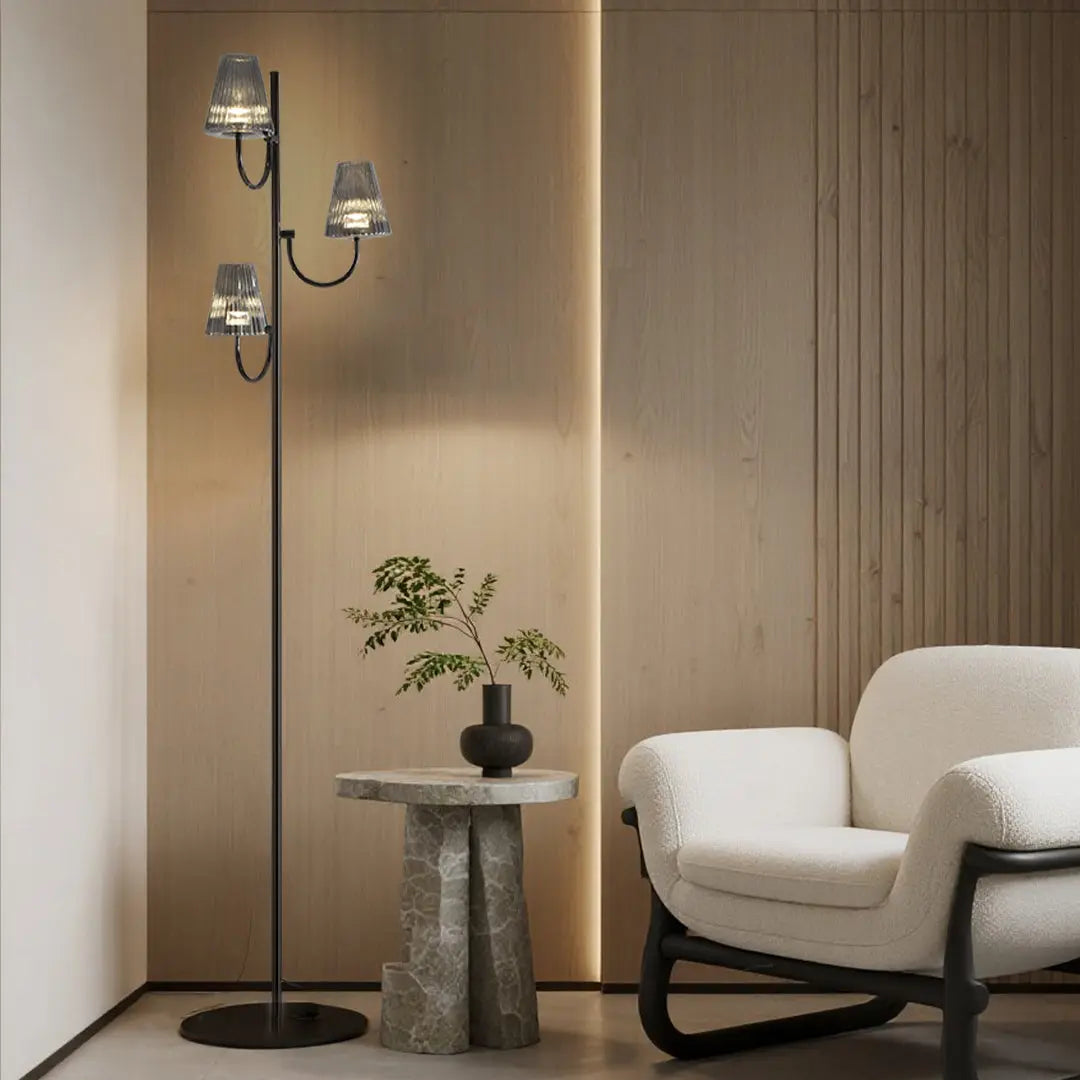 Contemporary Minimalist Black Floor Lamp in American Style Luxe