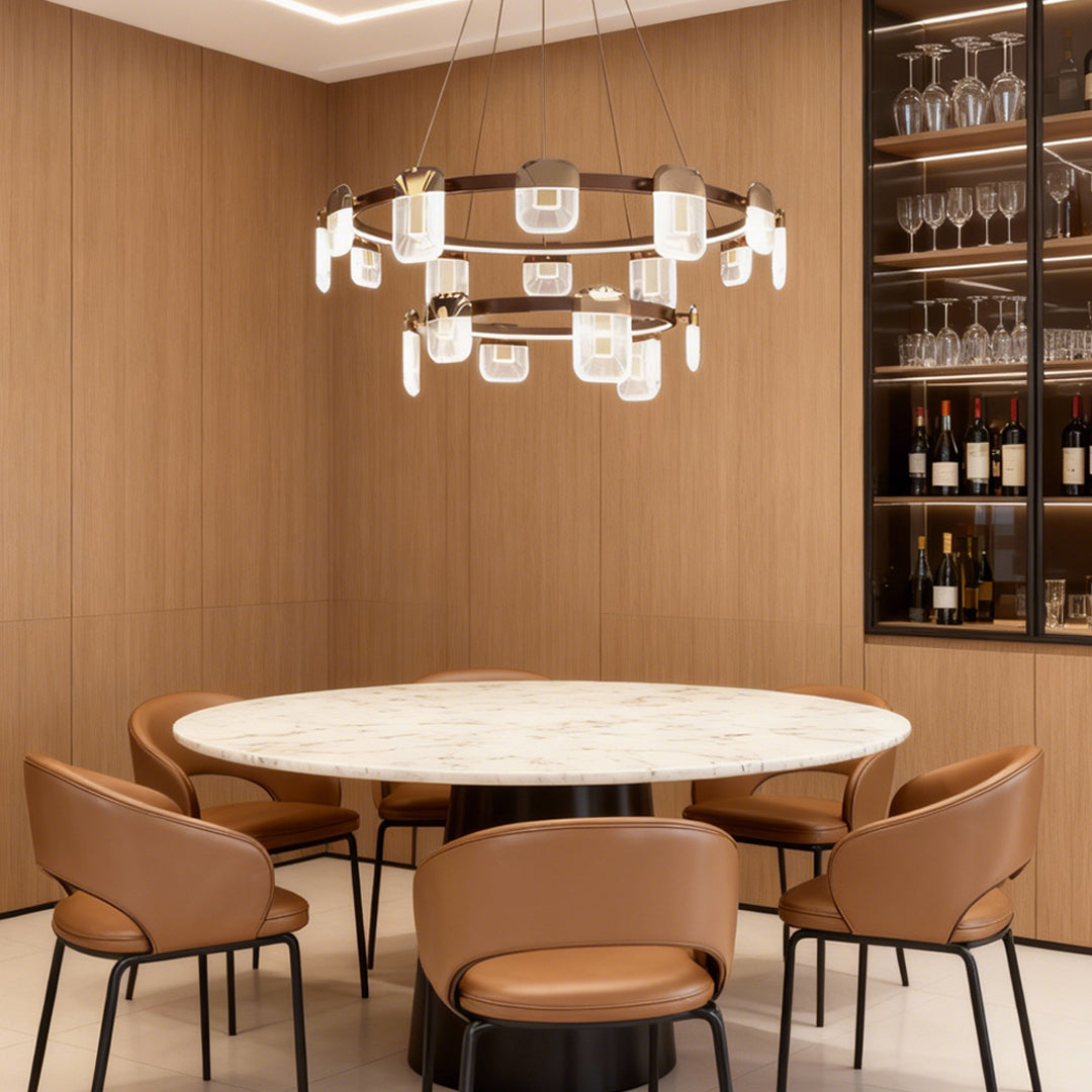 Minimalist Crystal Chandelier — Gold Aluminum, LED, Three-Color Dimming (3000K/4500K/6000K), 6- to 18-Light Configurations