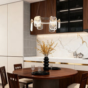 Minimalist Crystal Chandelier — Gold Aluminum, LED, Three-Color Dimming (3000K/4500K/6000K), 6- to 18-Light Configurations
